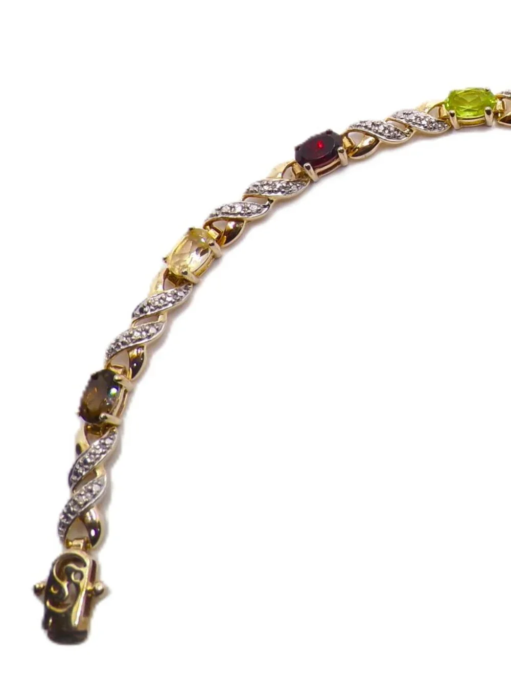 Multi-Gemstone Bracelet – 925 Sterling Silver with Gold Finish